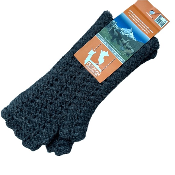 Peruvian Gloves Baby Alpaca Crochet Fingerless Made in Peru Soft Small Gray New - Picture 1 of 5